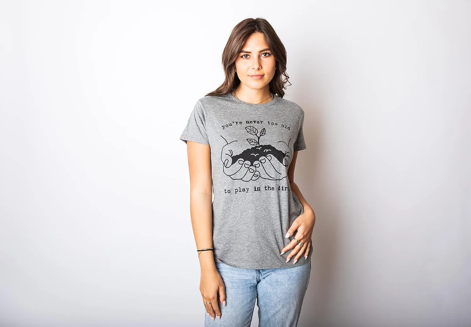 Womens Youre Never Too Old to Play in The Dirt T Shirt Funny Gardening Tee
