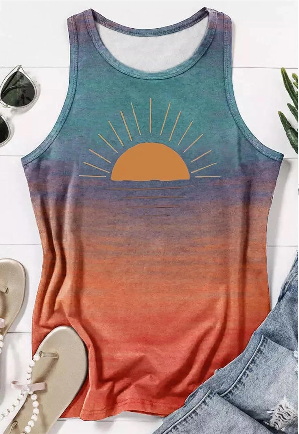 Womens Summer Casual Tank Tops Country Concert Tops Sunshine Beach Racerback T Shirts Cowgirl Tank Tops Cami