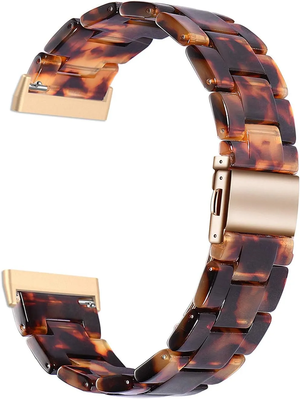 Wongeto Compatible with Fitbit Versa 3 & Versa 4, Fitbit Sense Watch Bands Women Men,Resin Bands Strap Replacement Wristband for for Fitbit Sense 2 and Versa 3 Smartwatch (Rose Gold Tortoise)