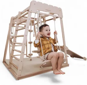 Woodandhearts Child's Sport Complex Scandinavian Trapezze Climber playstructures Made in EU Jungle Gym for Kids, Toddler Jungle Gym, Kids Ages 18 Months-6 Years Playground