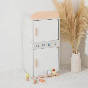 Wooden Mini Refrigerator Toy for Toddlers - 27.5in-High Compact Toy Fridge - Wooden Play Kitchen Baby Pretend Playset - Easy Assembly Safe Design - Role Play Gift for Boys & Girls