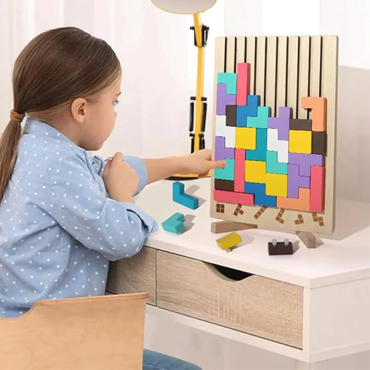 Wooden Stacking Puzzle Toy - Decorative Home Ornaments for Adults, Brain Teaser Game, Family Fun Activity, Eco-Friendly Wooden Mind Puzzle, Idea, Easter Gift (1set)