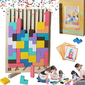 Wooden Stacking Puzzle Toy - Decorative Home Ornaments for Adults, Brain Teaser Game, Family Fun Activity, Eco-Friendly Wooden Mind Puzzle, Idea, Easter Gift (1set)