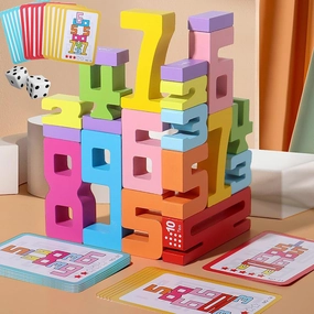 Wooden Number Building Blocks, petrichor number blocks, petrichor number building blocks, Wooden Number Building Blocks Montessori with Cards, 2025 New Sensory Number Blocks (20PCS(With 15 cards))