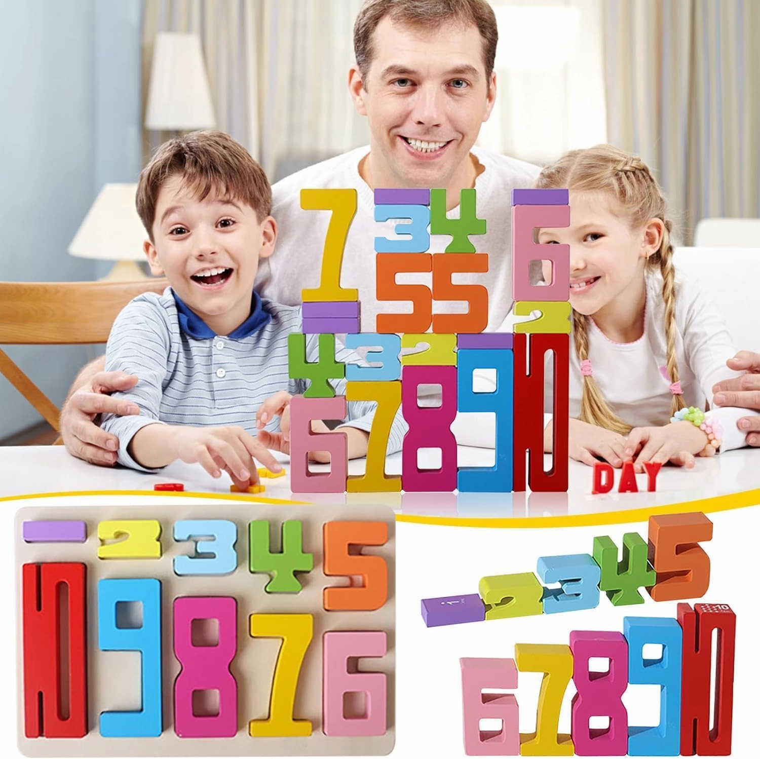 Wooden Number Building Blocks, petrichor number blocks, petrichor number building blocks, Wooden Number Building Blocks Montessori with Cards, 2025 New Sensory Number Blocks (20PCS(With 15 cards))