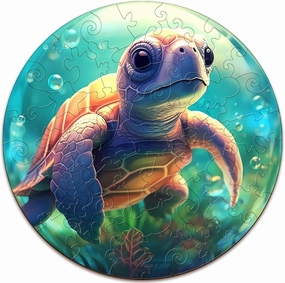 Wooden Puzzles for Kids Ages 4-8, Sea Turtle Puzzle, Unique Animal Shaped Wooden Jigsaw Puzzles for Kids, 50 Pieces Puzzles for Kids(50pcs,11.4 * 11.4in)