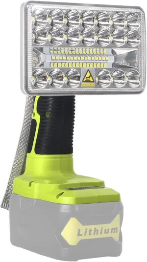 Work Light for Ryobi 18v Battery, Flashlight 18v, 2000lm LED Flood Light Outdoor with 3 Modes Lighting for Jobsite, Camping, Car Repairing, Garage, Power Outages