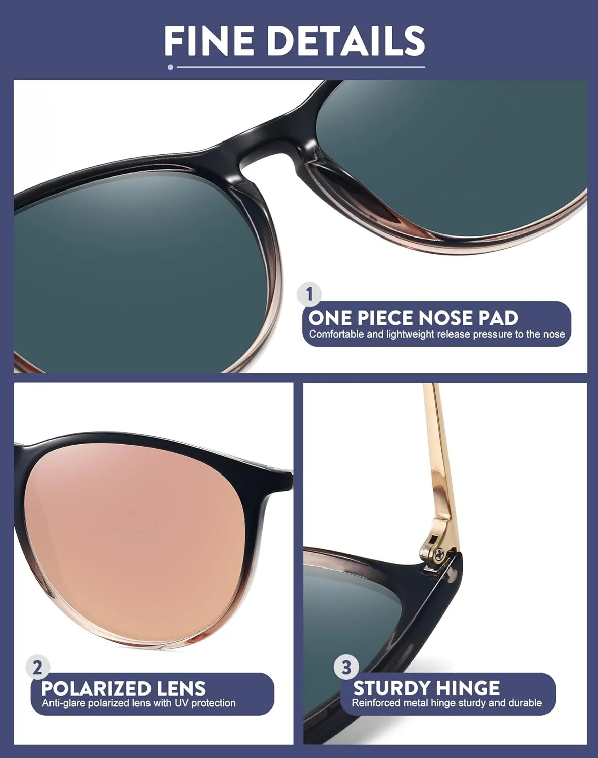 WOWSUN Retro sunglasses womens 2024 trendy round classic glasses
