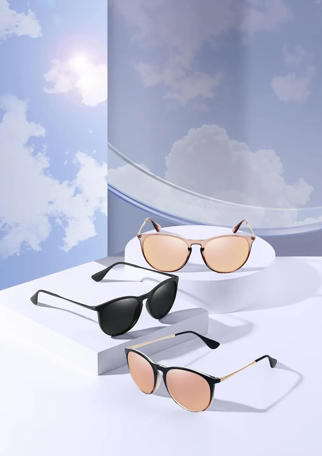 WOWSUN Retro sunglasses womens 2024 trendy round classic glasses