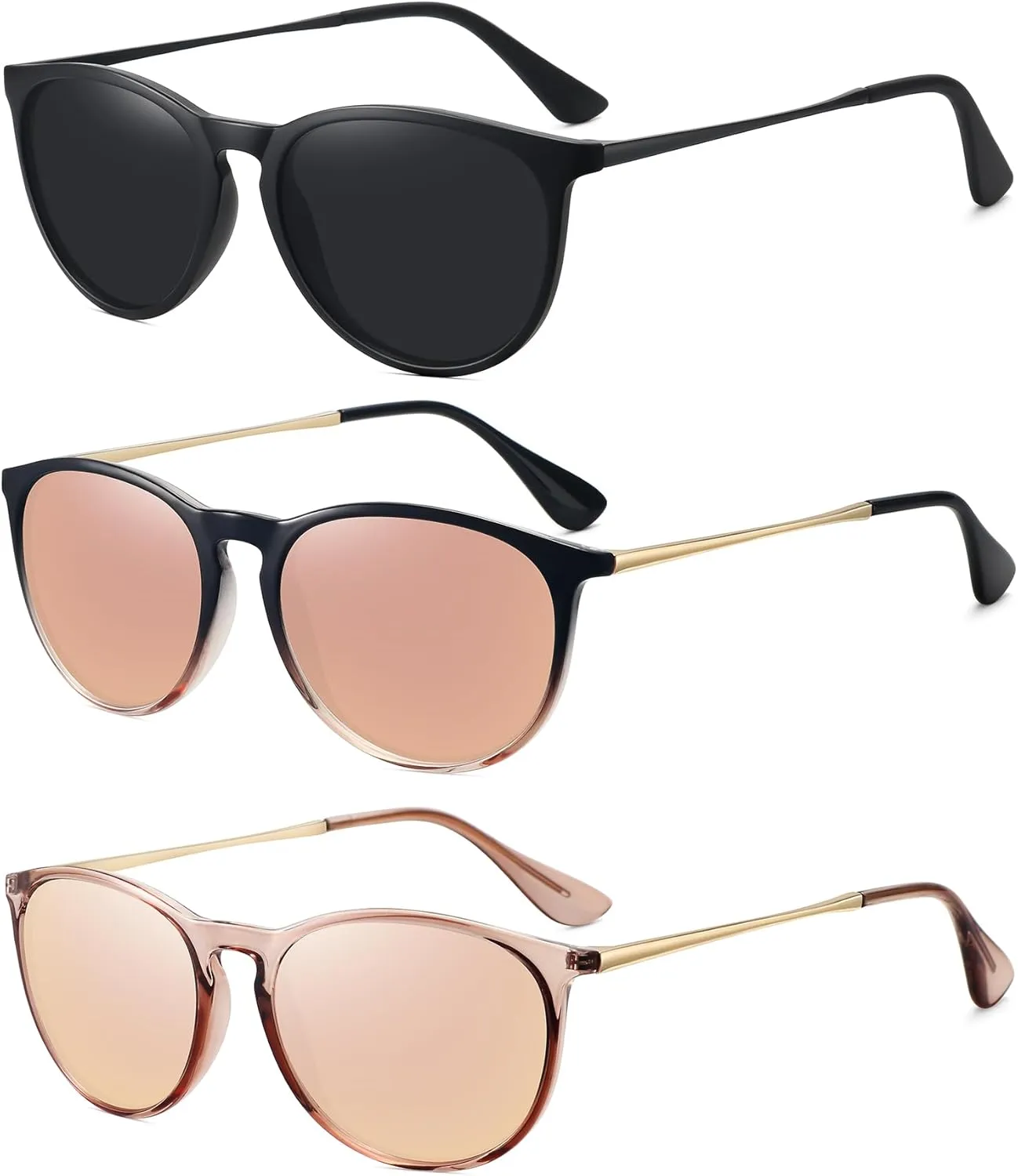 WOWSUN Retro sunglasses womens 2024 trendy round classic glasses