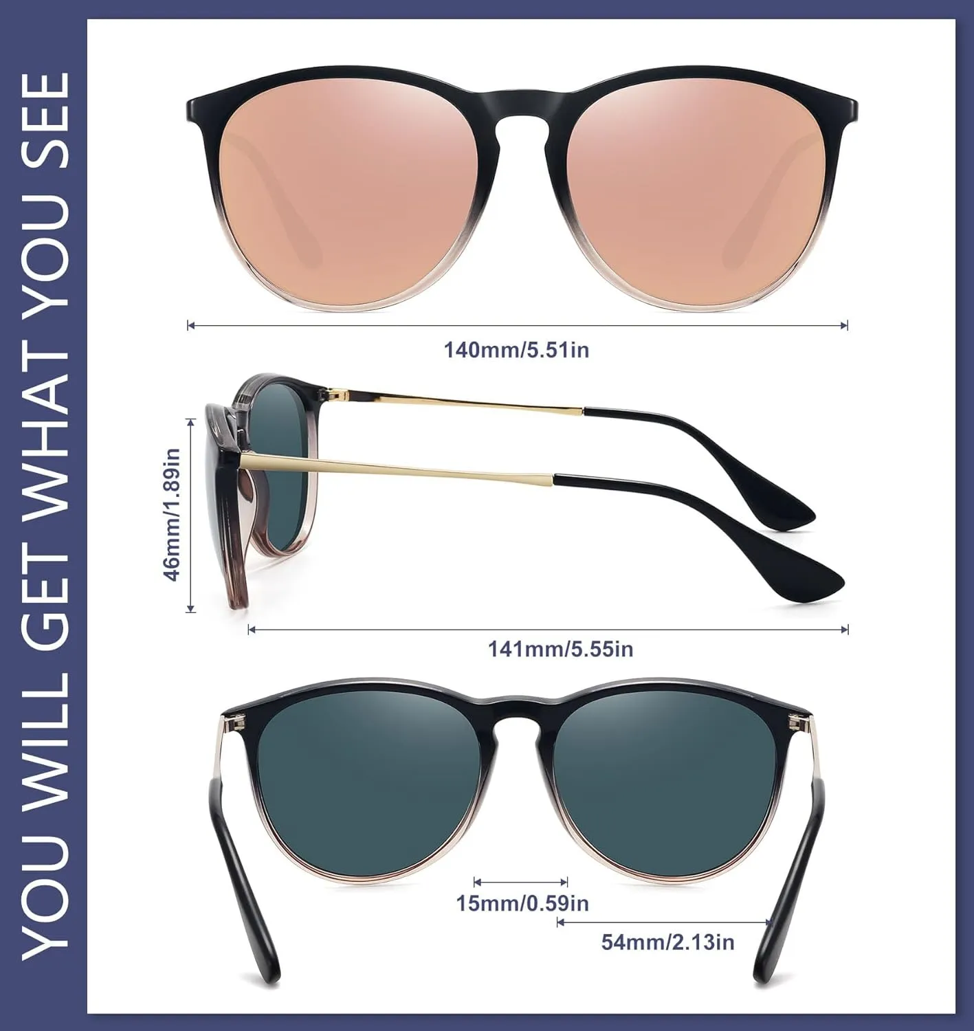 WOWSUN Retro sunglasses womens 2024 trendy round classic glasses