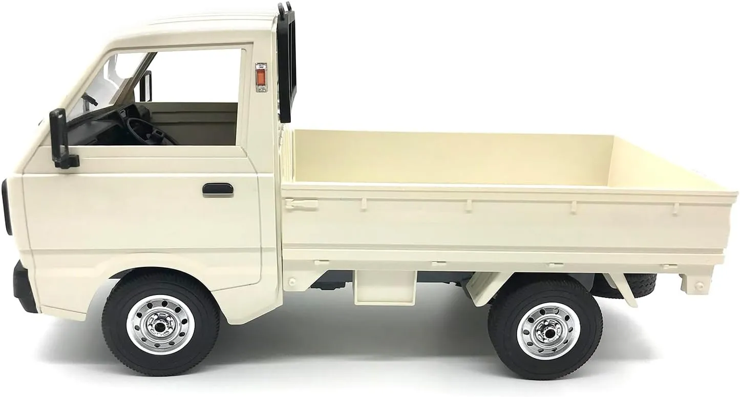 WPL D12 RC Kei Truck, 1:10 Scale Remote Control Drift Car, 2.4GHz All Terrain Off Road Pickup Truck Crawler with Brushed Motor, LED Headlights, 2 Batteries RTR for Adults (White)