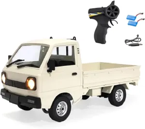 WPL D12 RC Kei Truck, 1:10 Scale Remote Control Drift Car, 2.4GHz All Terrain Off Road Pickup Truck Crawler with Brushed Motor, LED Headlights, 2 Batteries RTR for Adults (White)