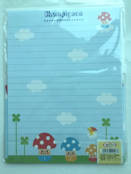 Writing paper and envelopes set - Super cute mushroom from Japan
