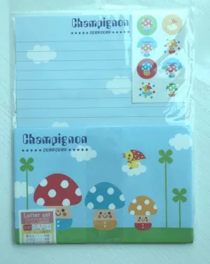 Writing paper and envelopes set - Super cute mushroom from Japan