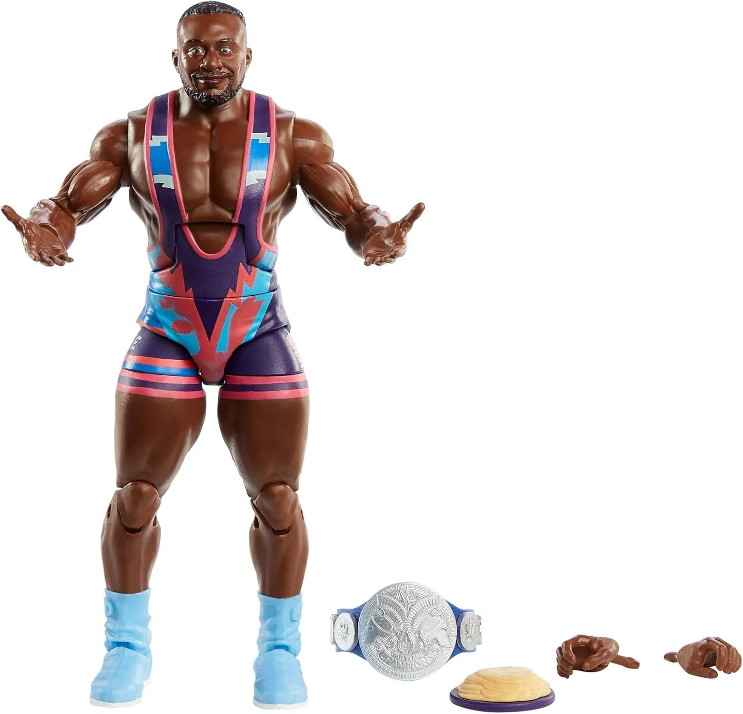 WWE Big E Elite Series #79 Deluxe Action Figure with Realistic Facial Detailing, Iconic Ring Gear & Accessories