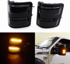 Xinctai 2PCS LED Side Mirror Marker Light Turn Signal Lamp for 2008 to 2016 Ford F250 F350 F450 F550 Super Duty Pickup Truck, Smoke Lens/Clear Lens (Smoke Lens-Amber Light)