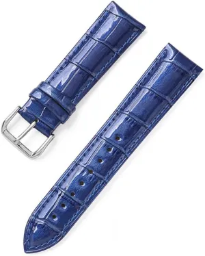 XLCZMYL Leather Bracelets 12mm 14mm 16mm 18mm 20mm 22mm Watch Strap Pin Buckle Shiny Leather Band Wrist Belt Tool,Blue,16mm