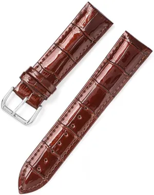 XLCZMYL Leather Bracelets 12mm 14mm 16mm 18mm 20mm 22mm Watch Strap Pin Buckle Shiny Leather Band Wrist Belt Tool,Brown,20mm