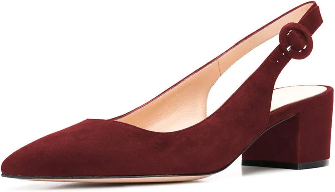 YDN Women Classic Chunky Block Mid Heels Slingback Pumps Comfortable Office Ladies Formal Shoes