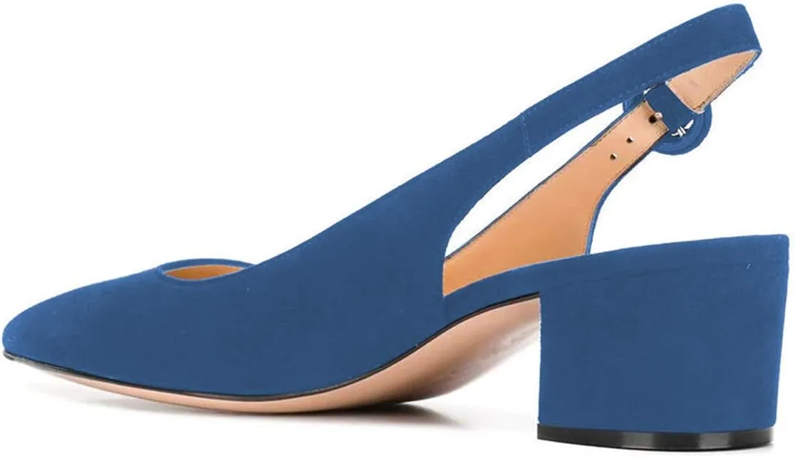 YDN Women Classic Chunky Block Mid Heels Slingback Pumps Comfortable Office Ladies Formal Shoes