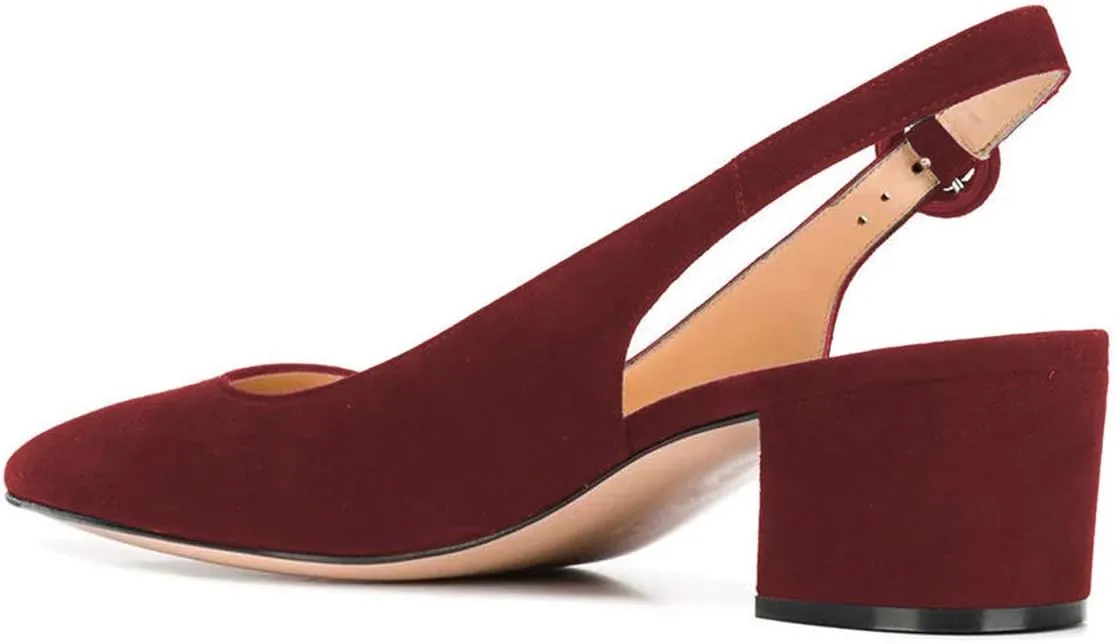 YDN Women Classic Chunky Block Mid Heels Slingback Pumps Comfortable Office Ladies Formal Shoes