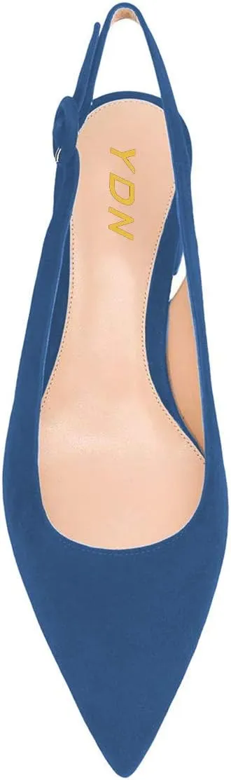 YDN Women Classic Chunky Block Mid Heels Slingback Pumps Comfortable Office Ladies Formal Shoes