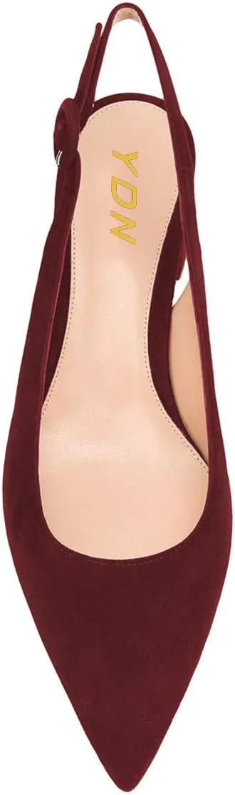 YDN Women Classic Chunky Block Mid Heels Slingback Pumps Comfortable Office Ladies Formal Shoes