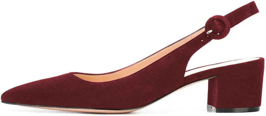 YDN Women Classic Chunky Block Mid Heels Slingback Pumps Comfortable Office Ladies Formal Shoes