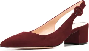 YDN Women Classic Chunky Block Mid Heels Slingback Pumps Comfortable Office Ladies Formal Shoes