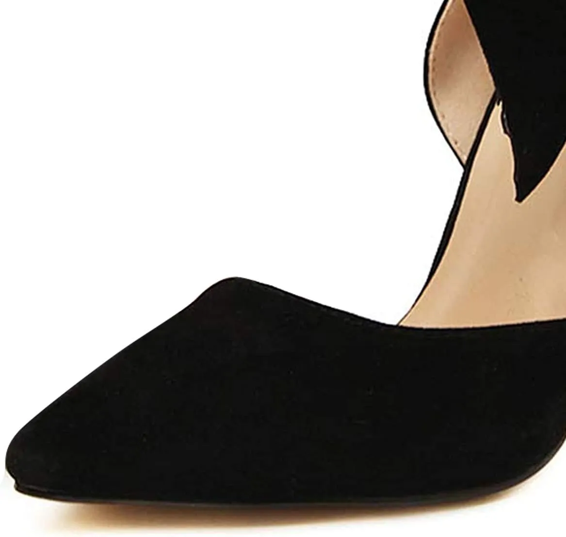 YDN Women D'Orsay Comfy Bows Ankle Strap High Stiletto Heels Closed Point Toe Classic Buckle Up Dance Ballroom Pumps