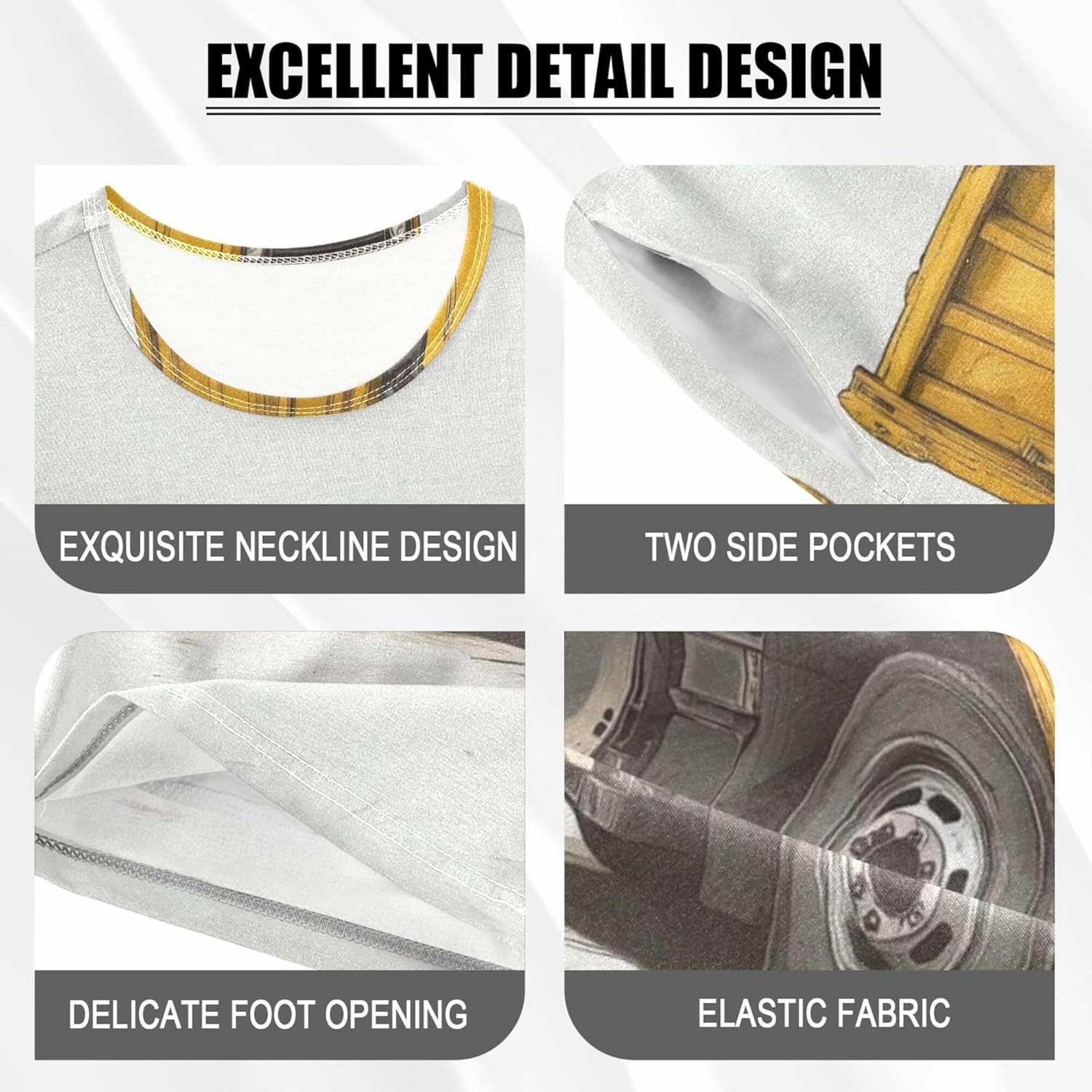 Yellow Garbage Truck Car Summer Pajamas Short Set 2 Piece Sleepwear