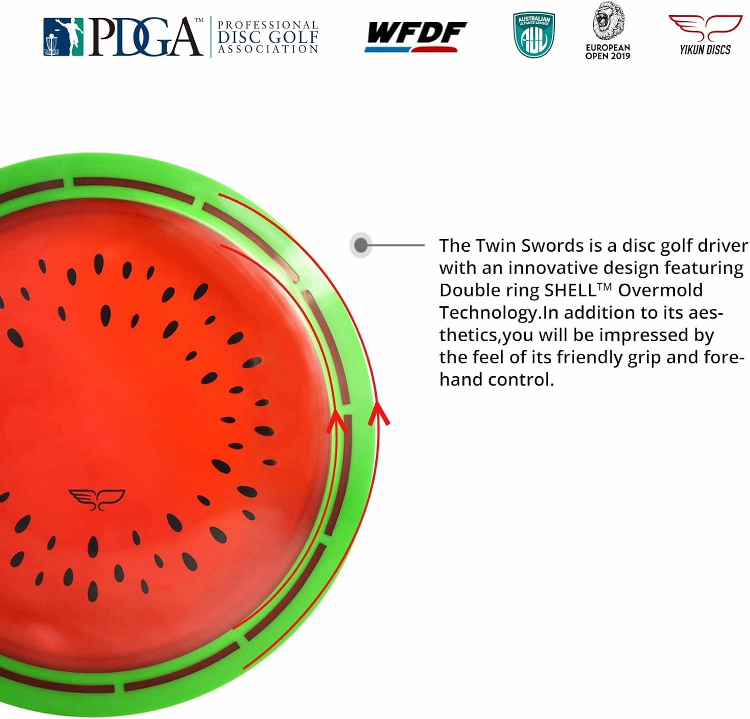 Yikun Professional Disc Golf Twin Swords Tortoise Fruit Line Distance Driver 170-175g Perfect for Outdoor Games and Competition