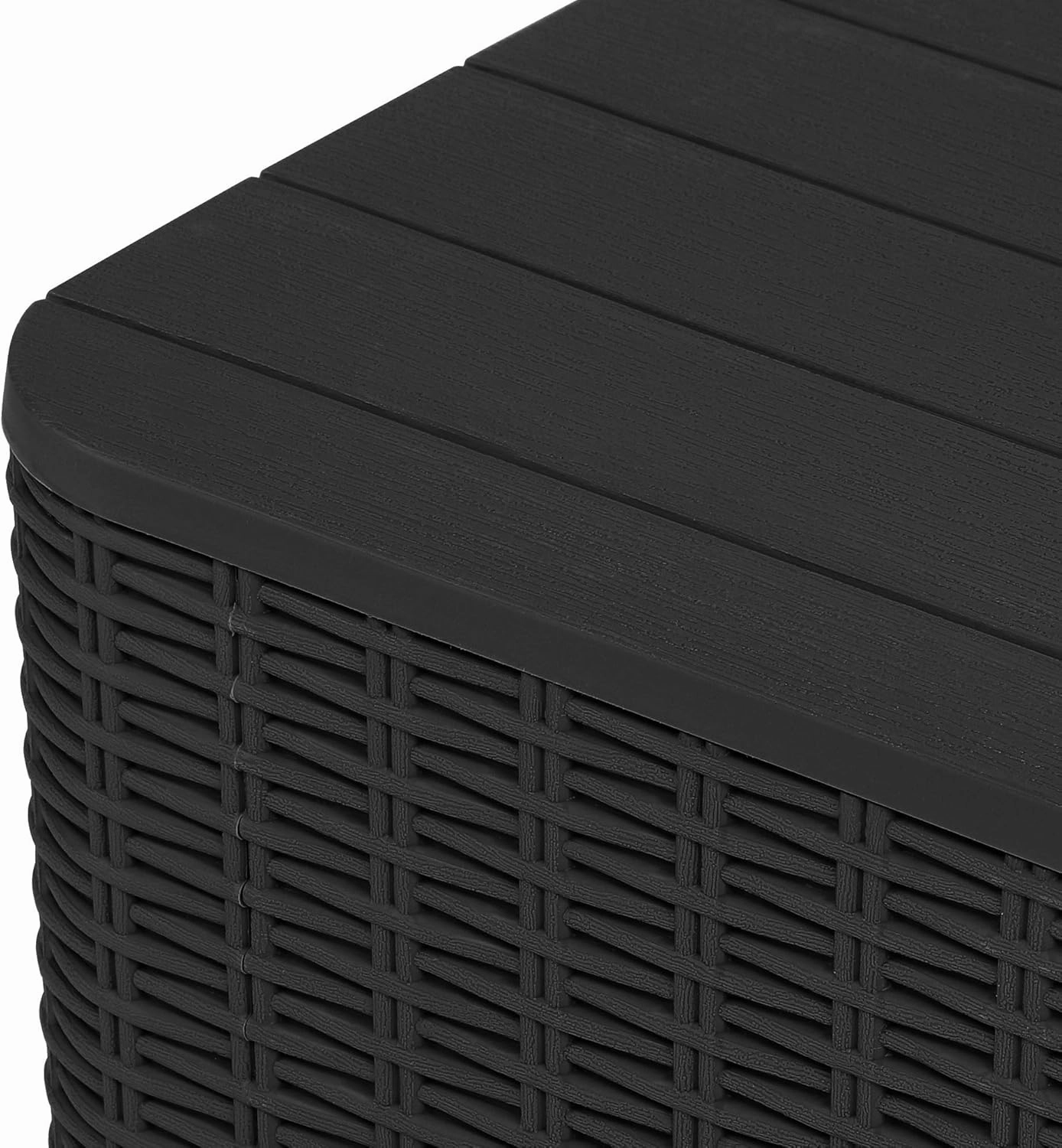 YITAHOME Outdoor Coffee Table with Extra Storage 11.5 Gallon Resin Rattan Side Table for Patio Decor,Cushions(Black)