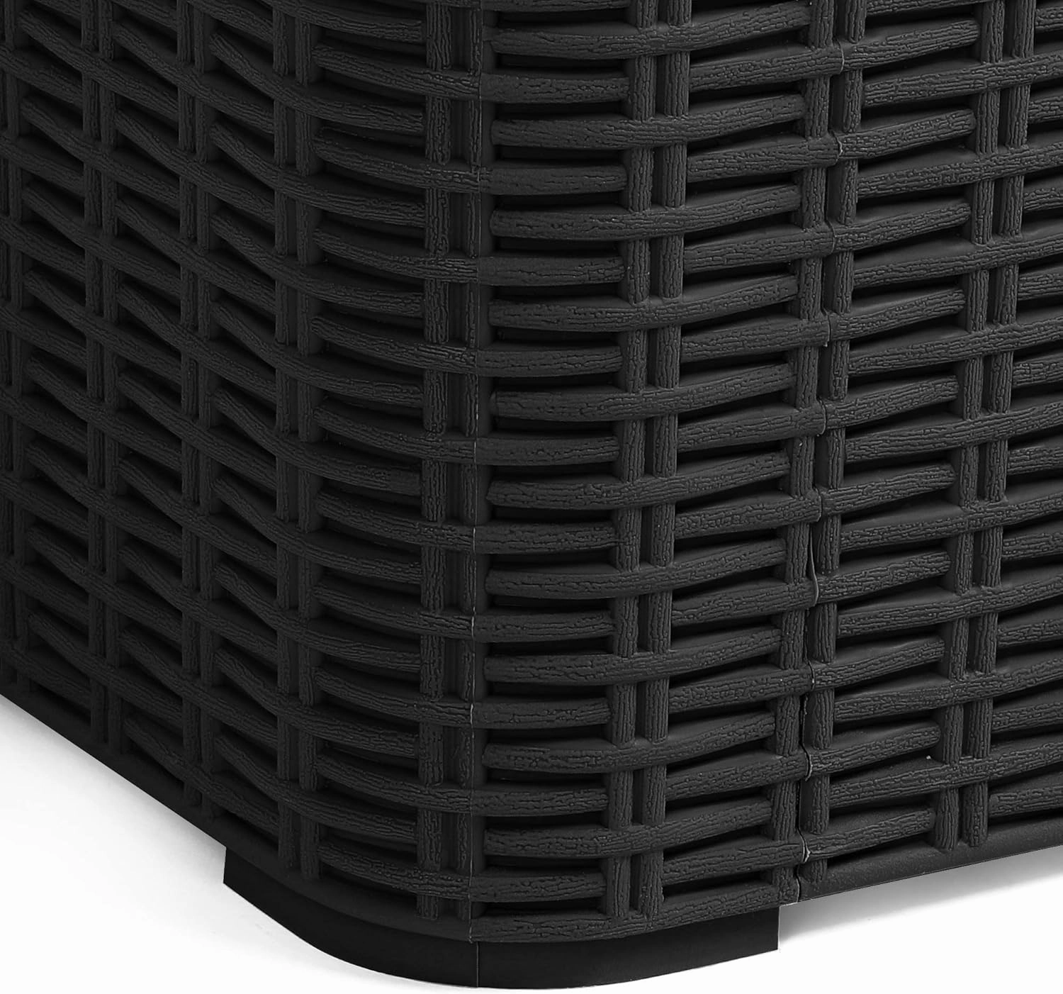 YITAHOME Outdoor Coffee Table with Extra Storage 11.5 Gallon Resin Rattan Side Table for Patio Decor,Cushions(Black)