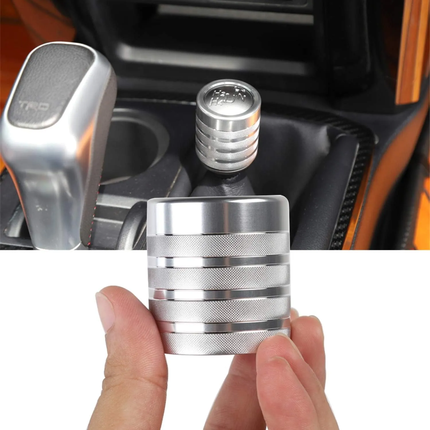 YOCTM 4-Runner Gear Shifter Knob Stick Head Lever Cover Trim for Toyota 4Runner TRD Pro Offroad Car Styling Accessoies 2010-2020 (Silver)