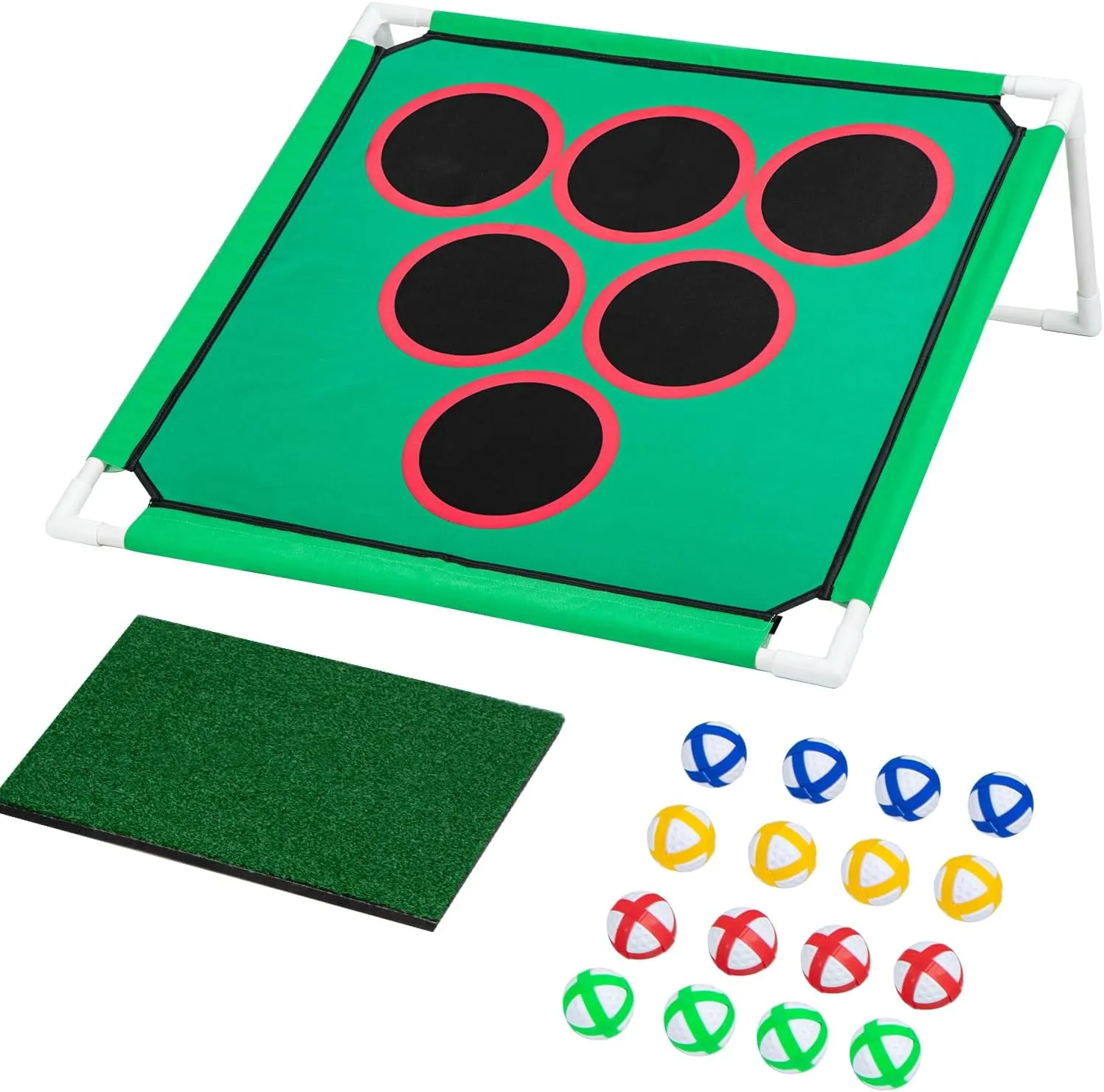 YORKING Backyard Golf Game with 16 Chipping Balls & Mat, Yard and Outdoor Games for Adults & Family, Indoor Golf Set for Home, Beach or Party, Lawn Games (Without Golf Club)