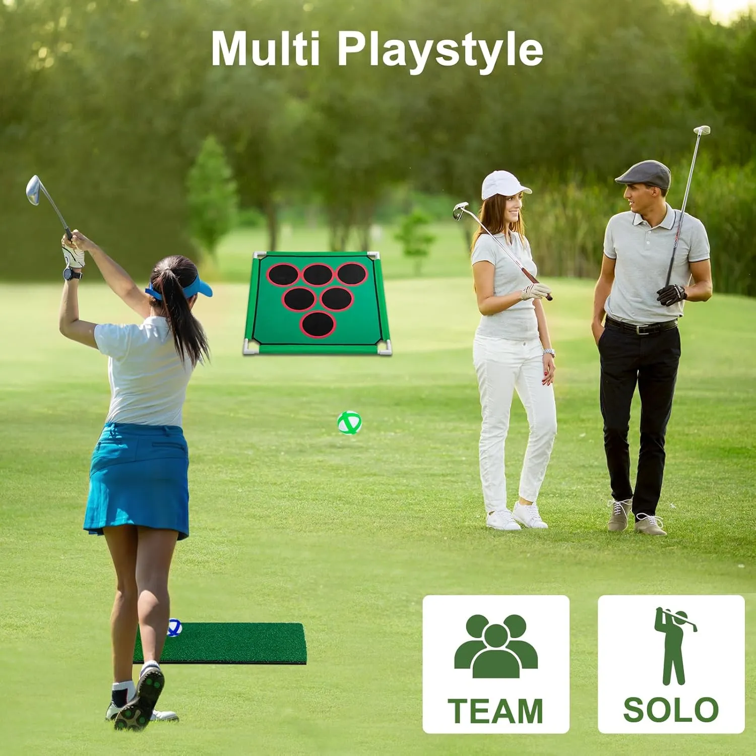 YORKING Backyard Golf Game with 16 Chipping Balls & Mat, Yard and Outdoor Games for Adults & Family, Indoor Golf Set for Home, Beach or Party, Lawn Games (Without Golf Club)