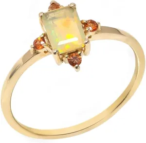 YoTreasure 0.95 Ct. Ethiopian Opal Orange Sapphire Wedding Ring 10K Yellow Gold Minimalist Jewelry