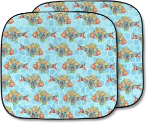 YouCustomizeIt Mosaic Fish Car Sun Shade - Two Piece