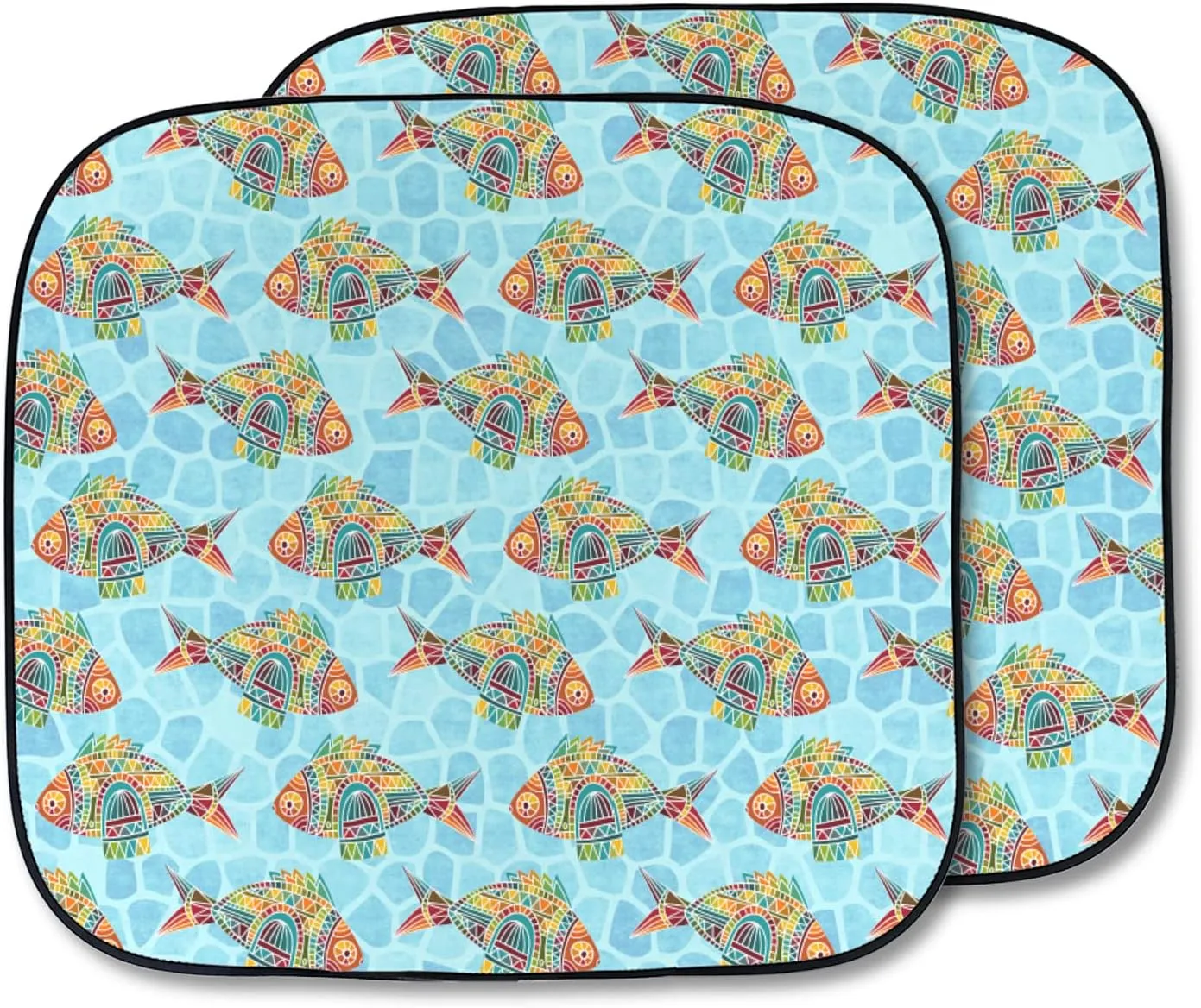 YouCustomizeIt Mosaic Fish Car Sun Shade - Two Piece