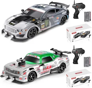 YUZ 2PCS Remote Control Car RC Drift Car 1/16 Scale 4WD 18KM/H High Speed RC Car 2.4GHz with LED Lights Spray Racing Toy Car for Adults Boys Girls Kids Birthday Rechargeable Batteries