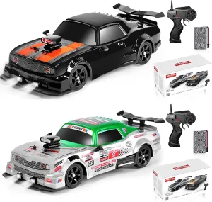 YUZ 2PCS Remote Control Car RC Drift Car 1/16 Scale 4WD 18KM/H High Speed RC Car 2.4GHz with LED Lights Spray Racing Toy Car for Adults Boys Girls Kids Birthday Rechargeable Batteries