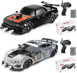 YUZ 2PCS Remote Control Car RC Drift Car 1/16 Scale 4WD 18KM/H High Speed RC Car 2.4GHz with LED Lights Spray Racing Toy Car for Adults Boys Girls Kids Birthday Rechargeable Batteries