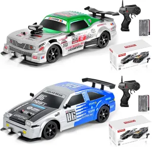 YUZ 2PCS Remote Control Car RC Drift Car 1/16 Scale 4WD 18KM/H High Speed RC Car 2.4GHz with LED Lights Spray Racing Toy Car for Adults Boys Girls Kids Birthday Rechargeable Batteries