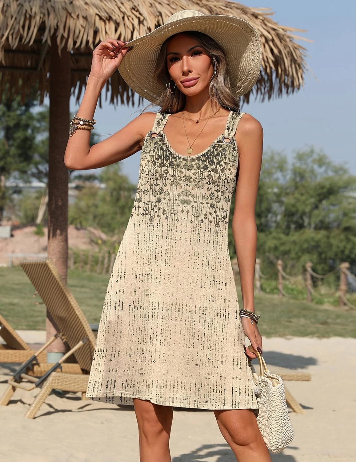 Zeagoo Summer Dresses for Women Boho Beach Dress Sleeveless Sundresses with Pockets Casual Loose Tank Tshirt Sun Dress