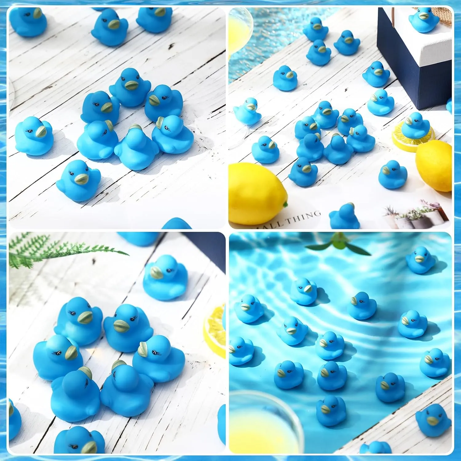 Zhanmai 300 Pcs Mini Rubber Ducks Bulk Colorful Duckies Set Tiny Shower Rubber Bath Toy Float Squeak Bathtub Pool Toy for Party Supplies Shower Birthday Holiday(Blue)