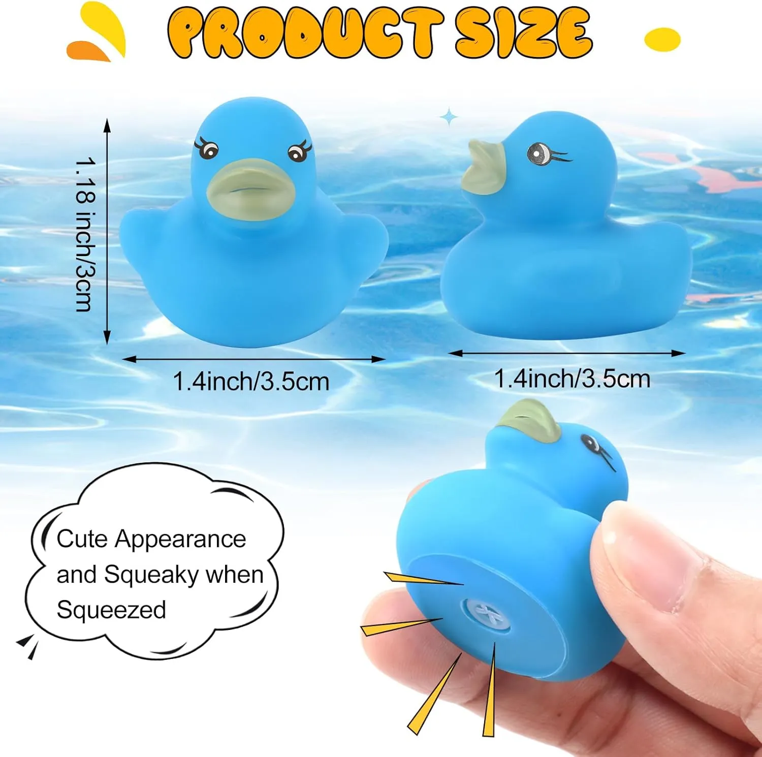 Zhanmai 300 Pcs Mini Rubber Ducks Bulk Colorful Duckies Set Tiny Shower Rubber Bath Toy Float Squeak Bathtub Pool Toy for Party Supplies Shower Birthday Holiday(Blue)