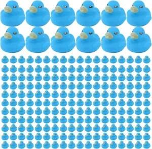Zhanmai 300 Pcs Mini Rubber Ducks Bulk Colorful Duckies Set Tiny Shower Rubber Bath Toy Float Squeak Bathtub Pool Toy for Party Supplies Shower Birthday Holiday(Blue)