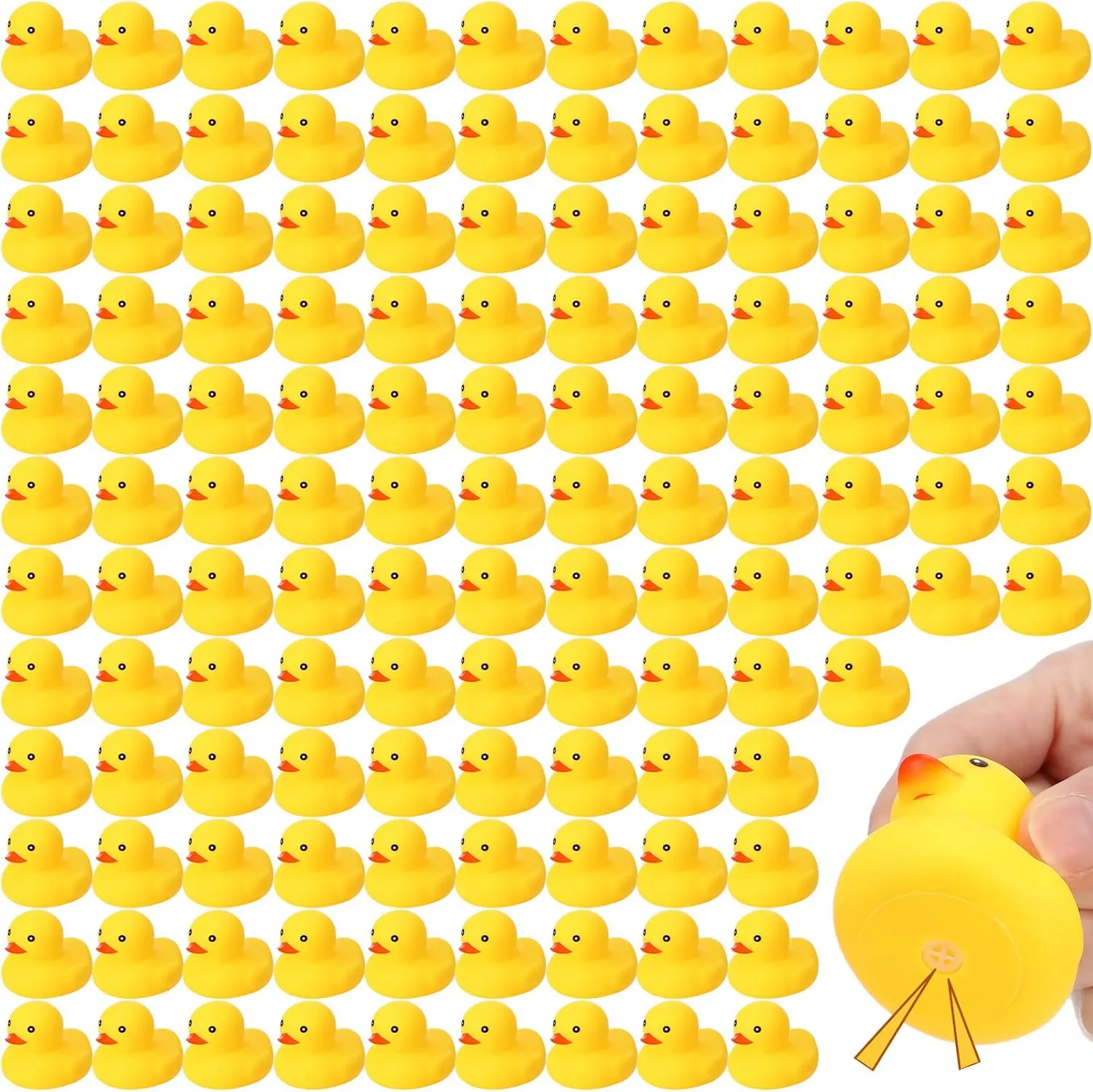 Zhanmai 300 Pcs Rubber Duck Bath Toys, Mini Float Squeak Ducks Bulk for Tiny Baby Shower Preschool Bathtub Toy Pool Party Supplies Birthday, Yellow(1.57 x 1.77 x 1.77 Inch)